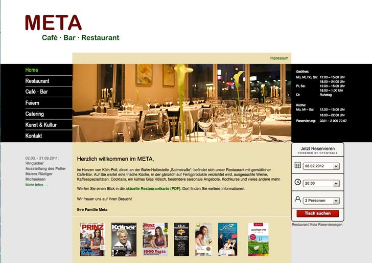 Webdesign Meta Restaurant